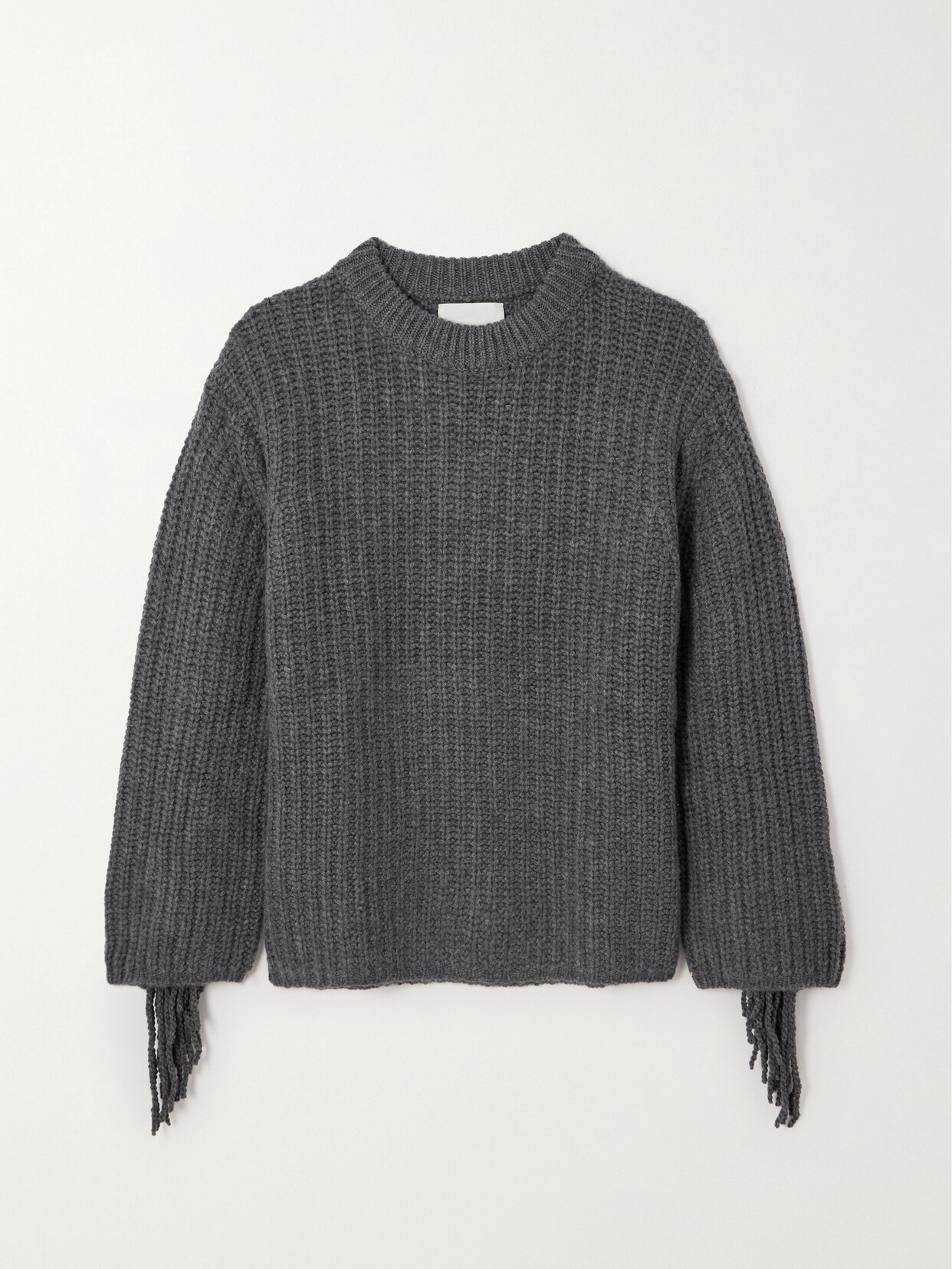 Lisa Yang Hilma Fringed Ribbed Cashmere Jumper In Grey