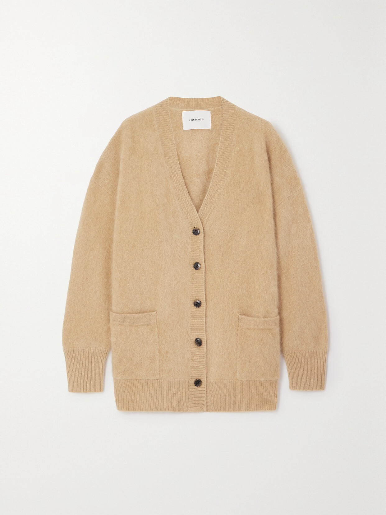 LISA YANG - Malena Brushed Cashmere Cardigan - Neutrals