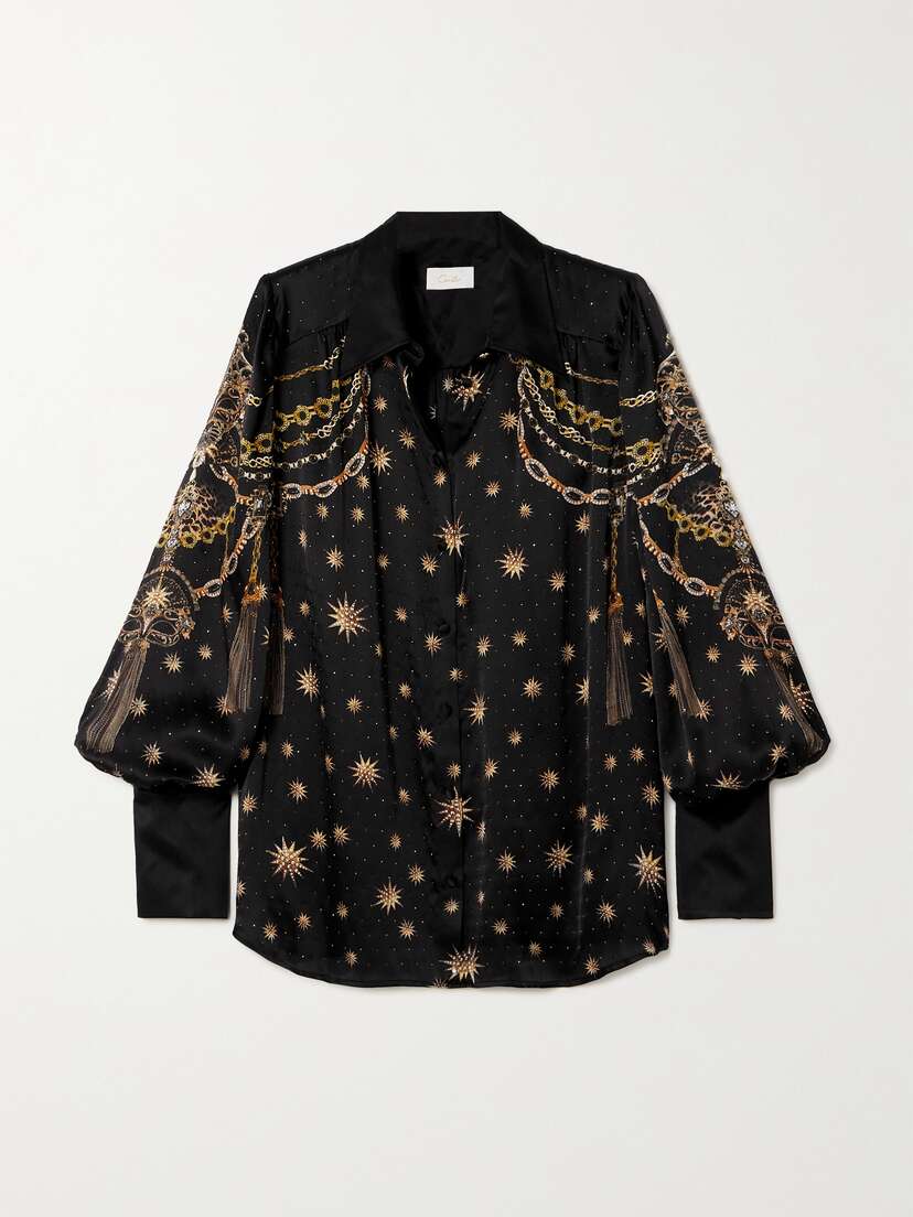 Camilla Crystal-embellished Silk-charmeuse Blouse