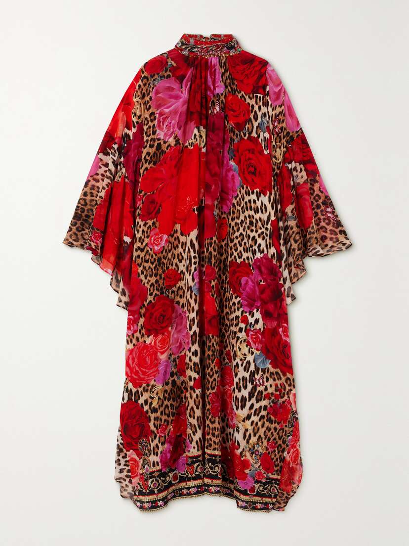 Camilla Crystal-embellished Floral-print Silk-chiffon Midi Dress