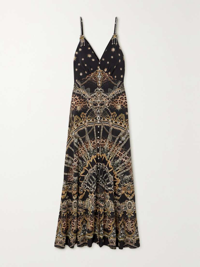 Camilla Crystal-embellished Printed Silk-crepe Maxi Dress