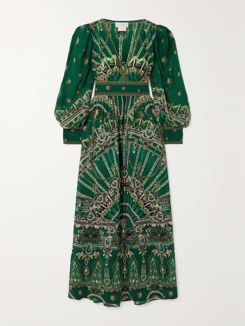 Camilla Embellished Printed Silk-crepe Maxi Dress