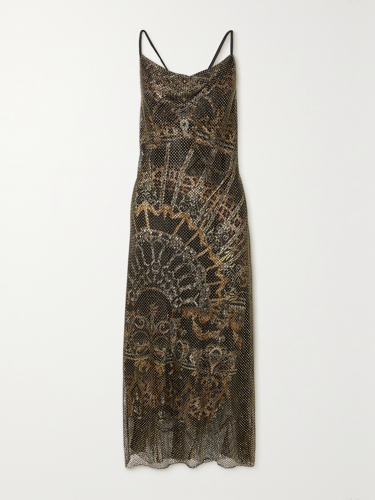 Camilla Crystal-embellished Mesh And Printed Silk-charmeuse Maxi Dress In Masked Moonlight