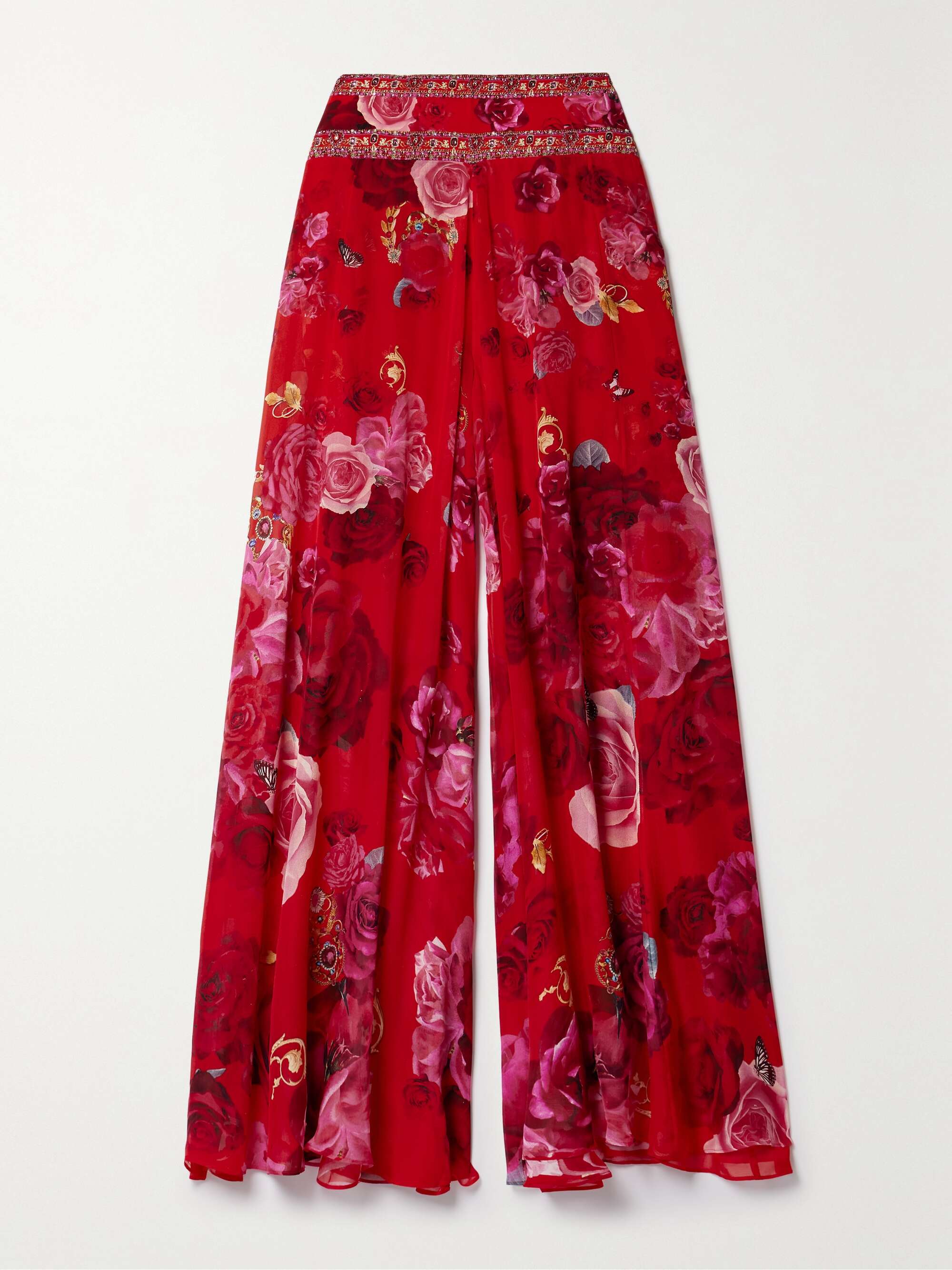 CAMILLA Crystal-embellished printed silk-crepe wide-leg CAMILLA Crystal-embellished printed silk-crepe wide-leg