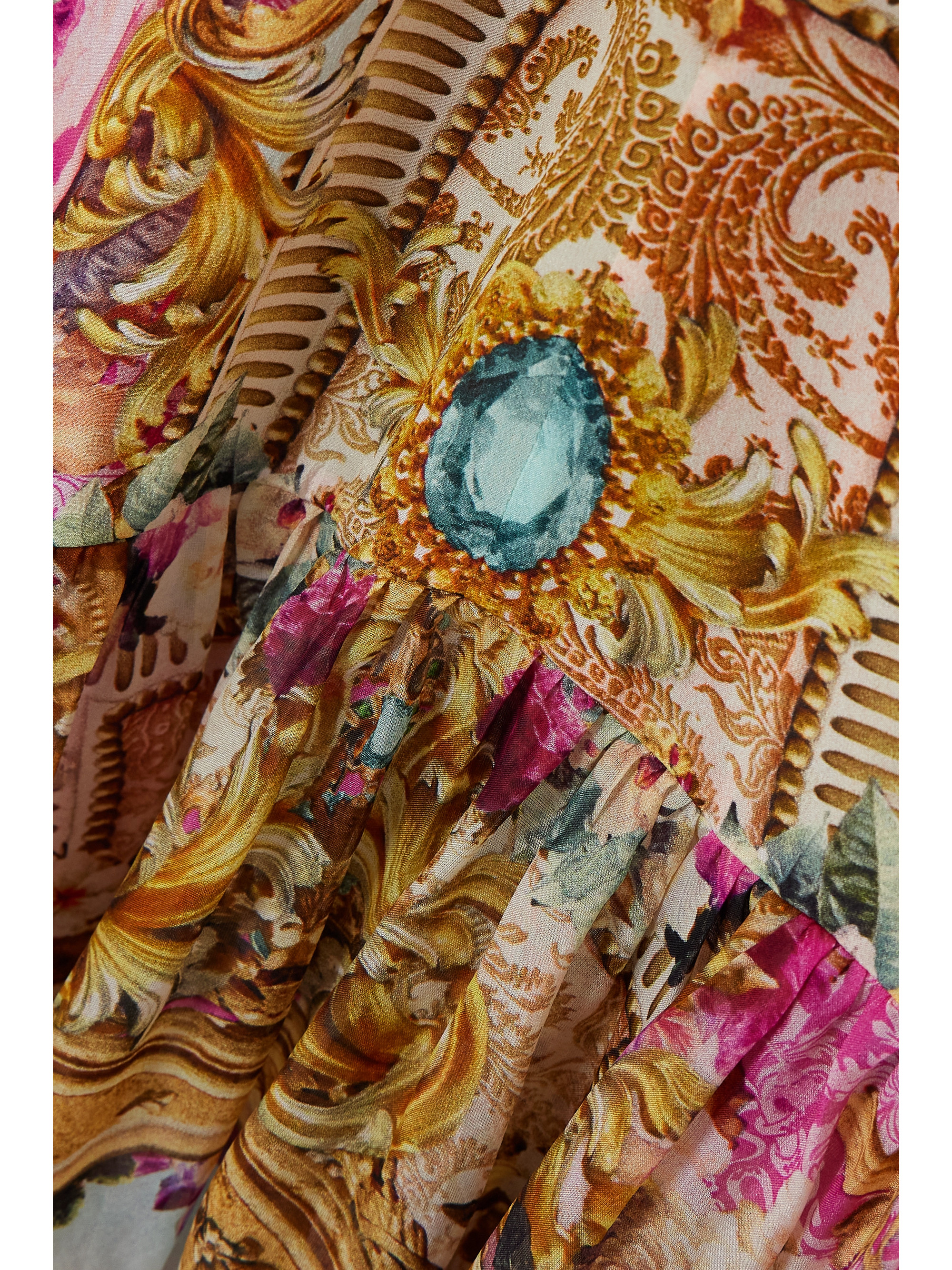 Camilla Tie-detailed crystal-embellished printed silk-crepe maxi dress