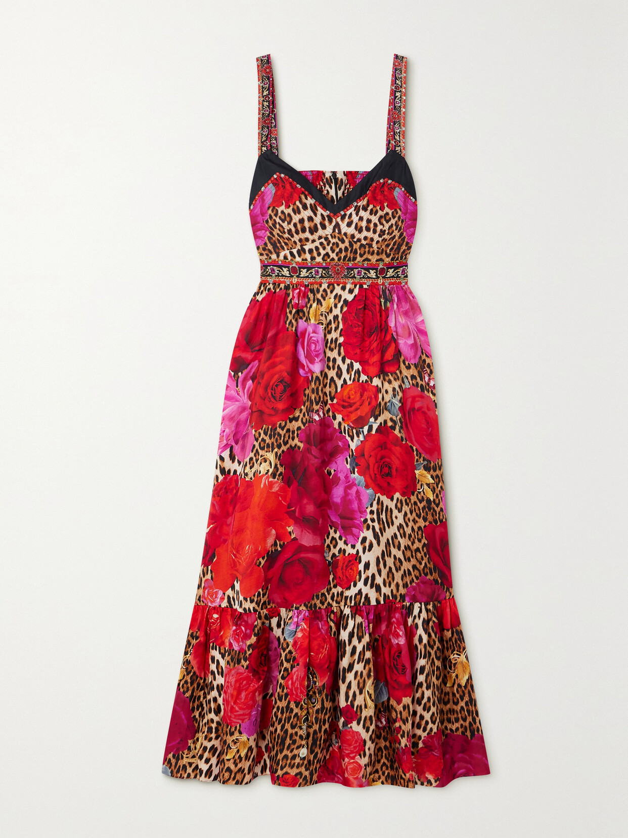 Camilla Crystal-embellished Printed Silk-twill Maxi Dress In Animal Print