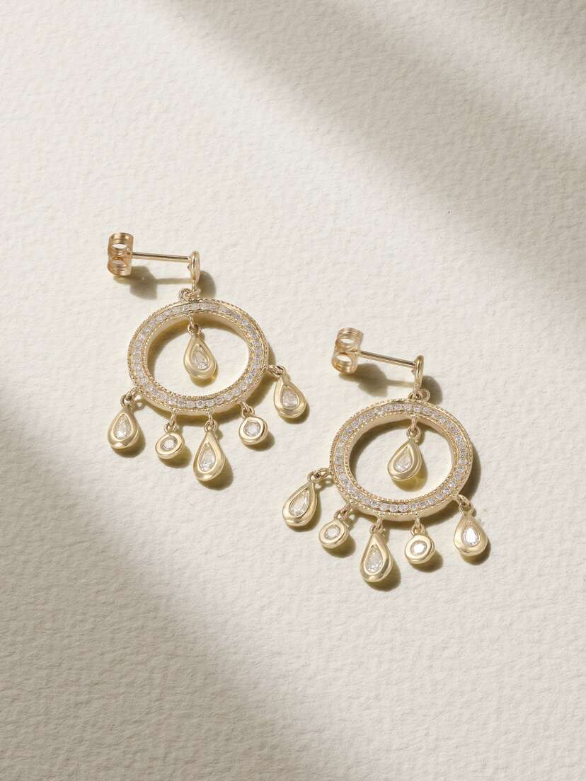 Jacquie Aiche Dream Catcher 14-karat Gold Diamond Earrings