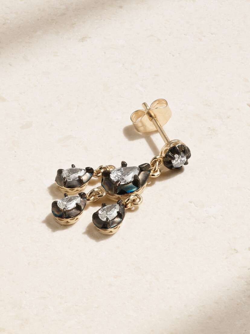 Jacquie Aiche Sophia 14-karat Gold And Rhodium-plated Diamond Single Earring