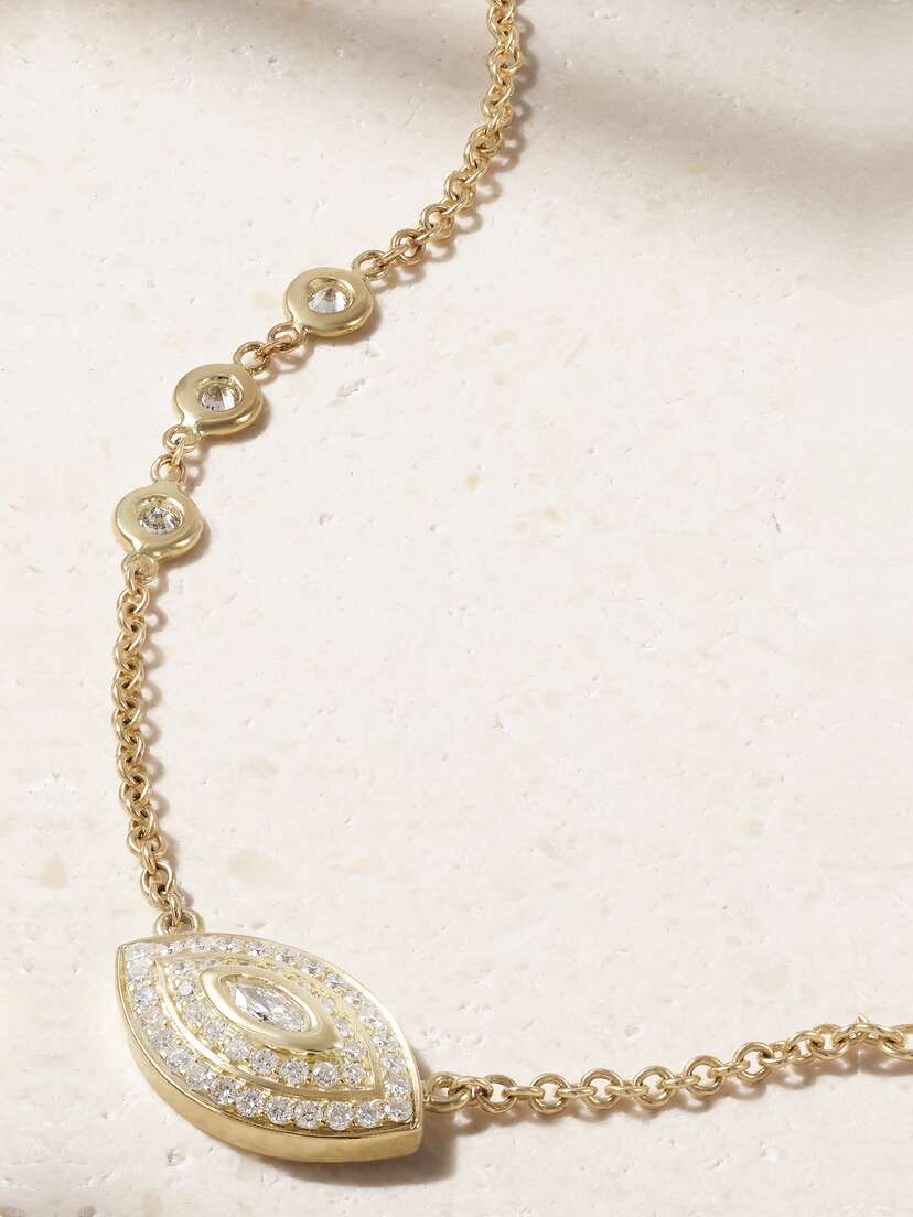 Jacquie Aiche Double Halo 14-karat Gold Diamond Necklace