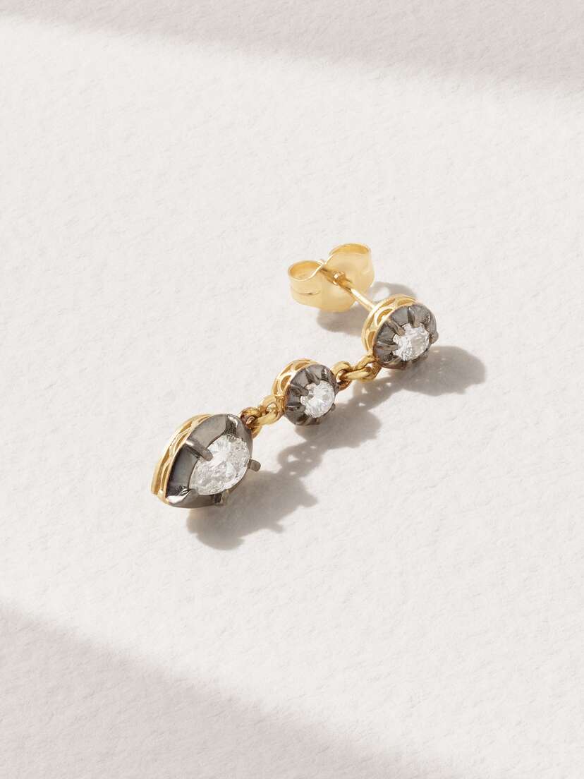 Jacquie Aiche Sophia 14-karat Gold, Rhodium And Diamond Single Earring