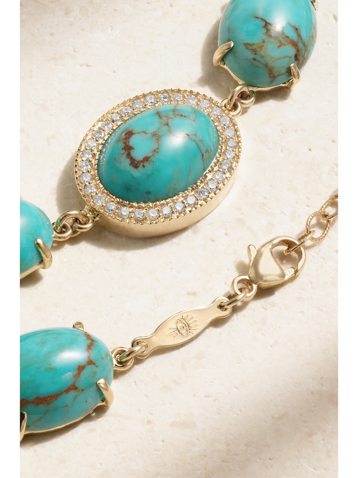 Jacquie Aiche 14-karat Gold, Turquoise And Diamond Bracelet In Gold