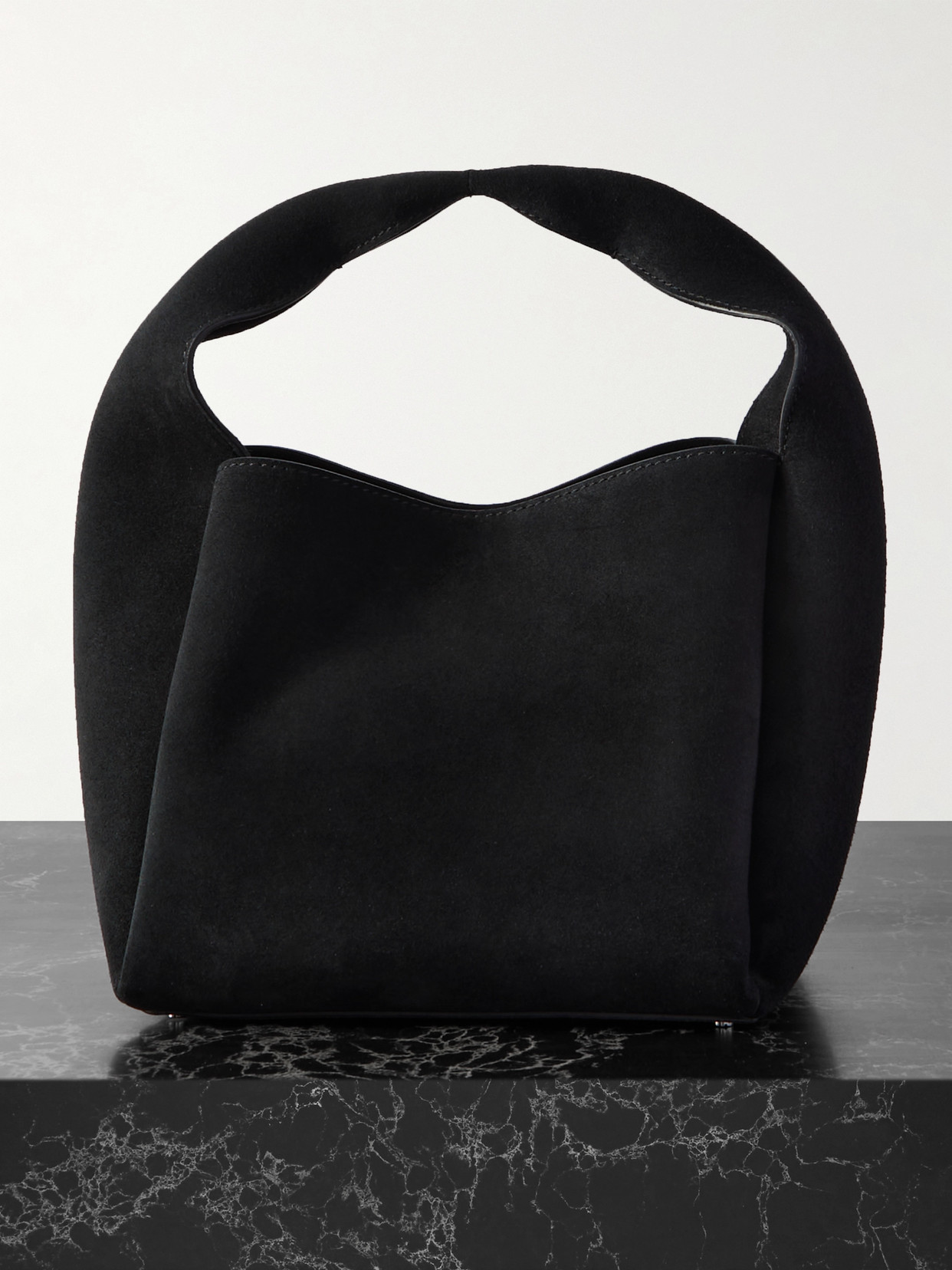 Shop Totême Bucket Suede Tote In Black