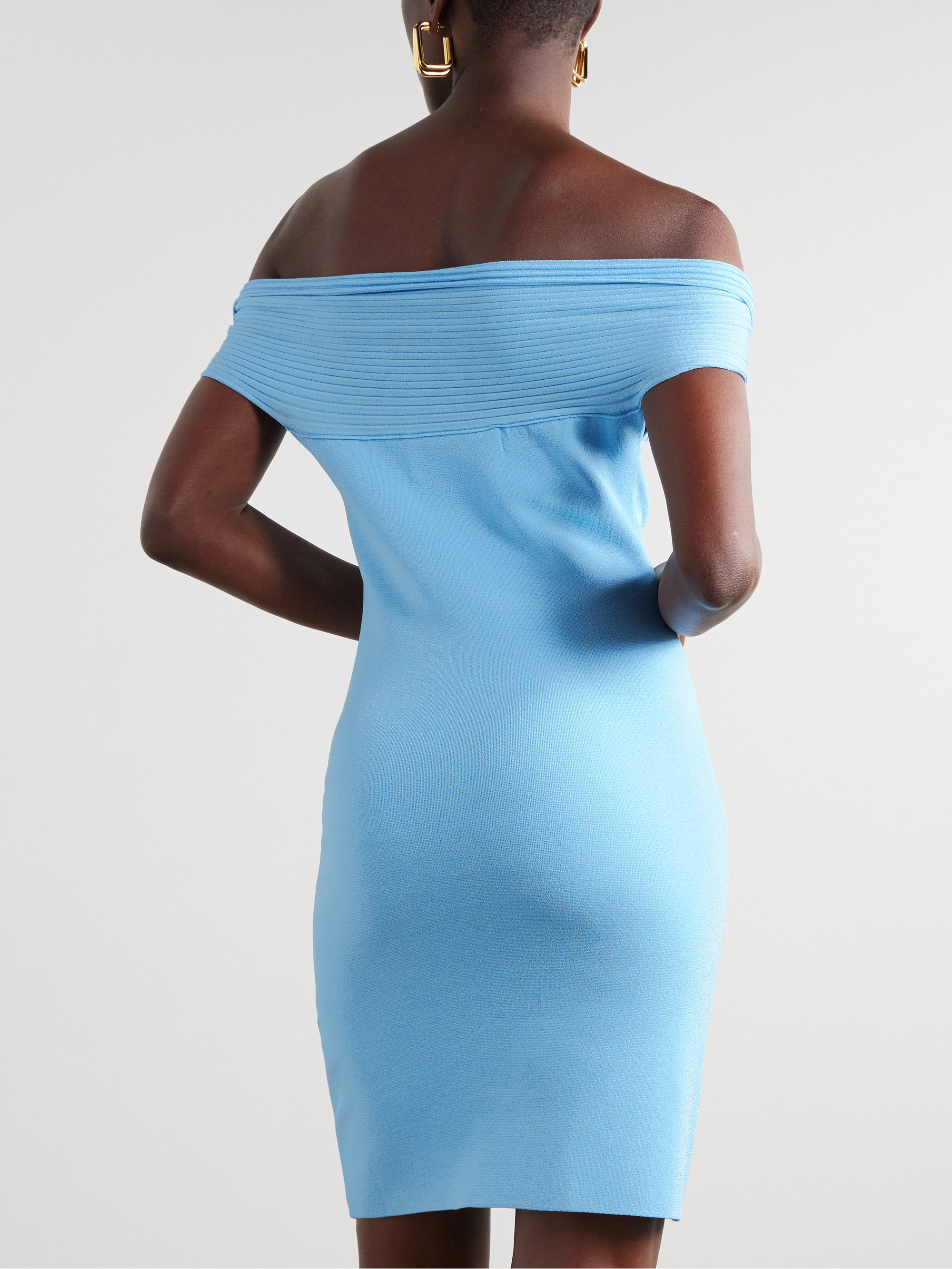 AZ Factory + Lutz Huelle Zoe off-the-shoulder knitted mini dress