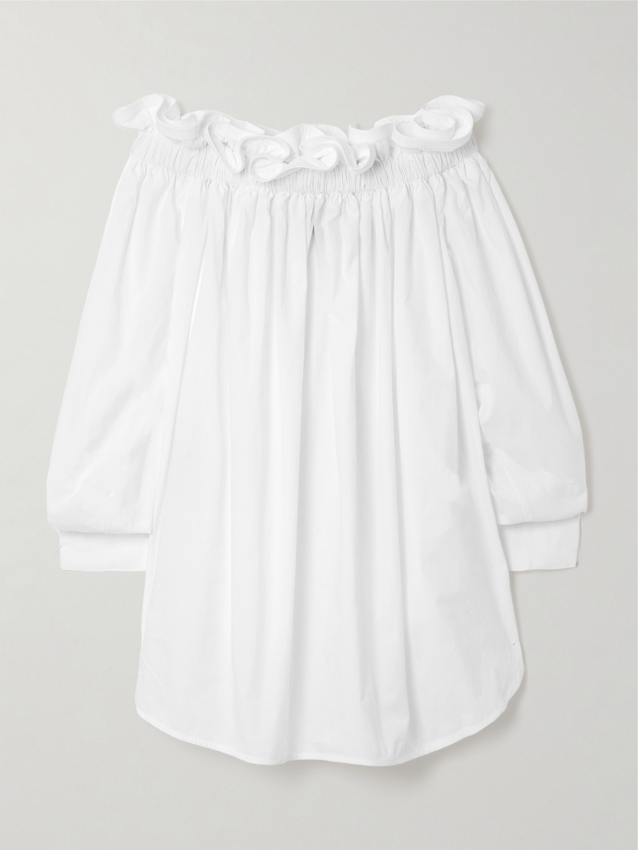 AZ Factory + Lutz Huelle Meryl Off-the-shoulder Ruffled Cotton-poplin Blouse - White