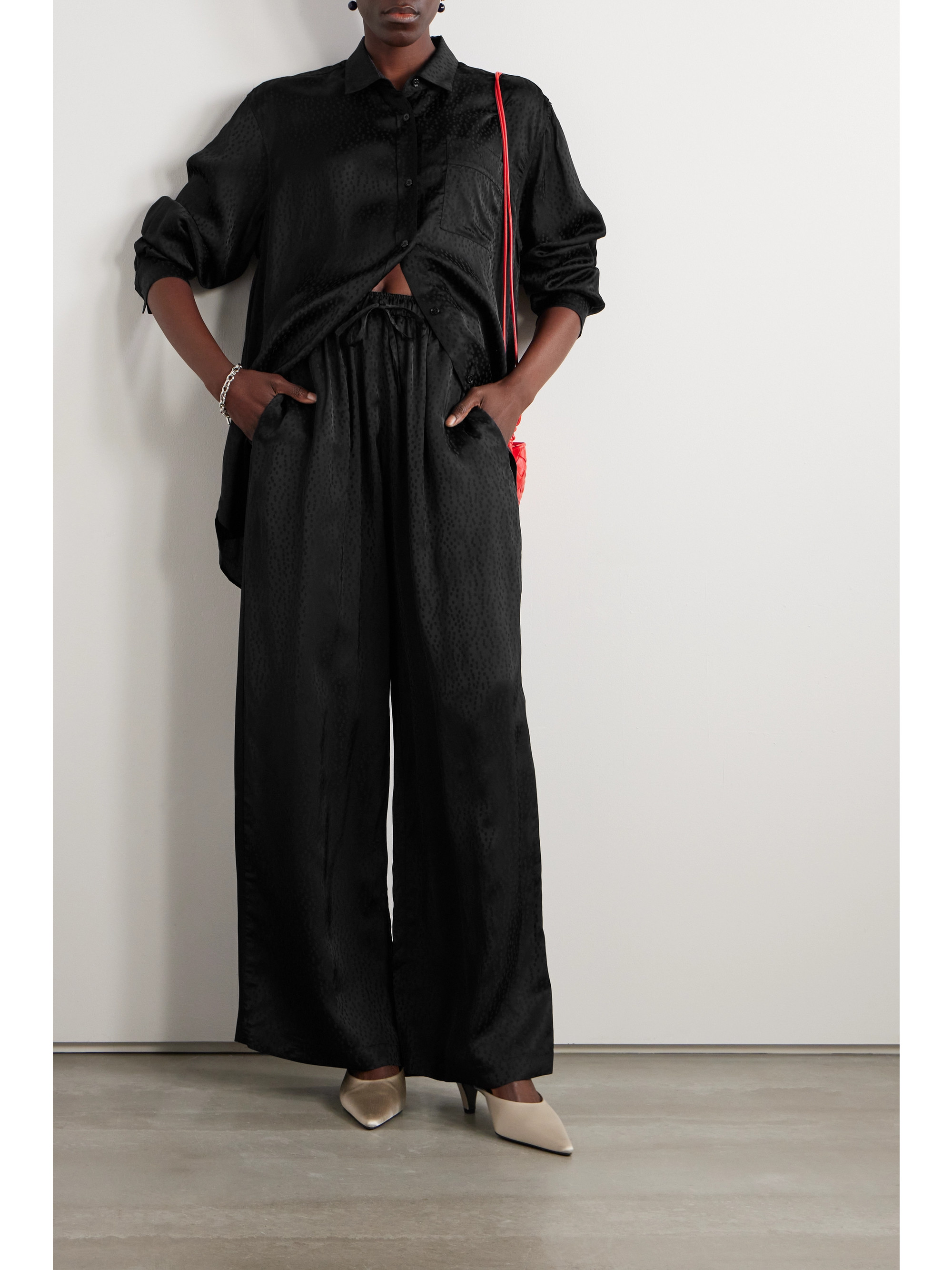 AZ Factory + Lutz Huelle satin-jacquard wide-leg pants