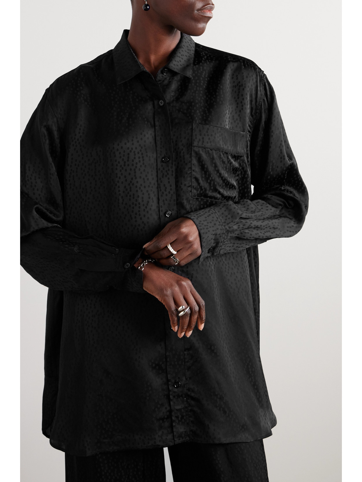 + Lutz Huelle Satin-Jacquard Shirt