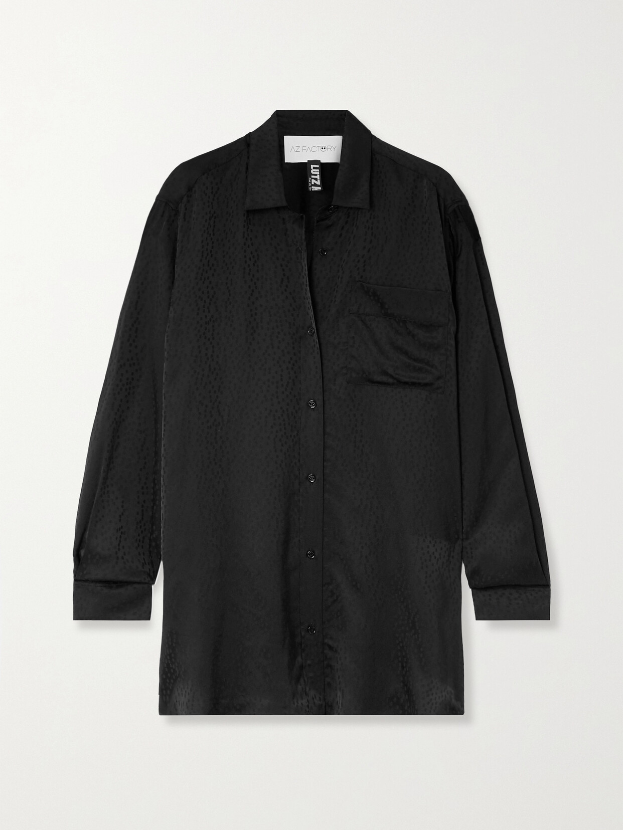 Az Factory + Lutz Huelle Satin-jacquard Shirt In Black