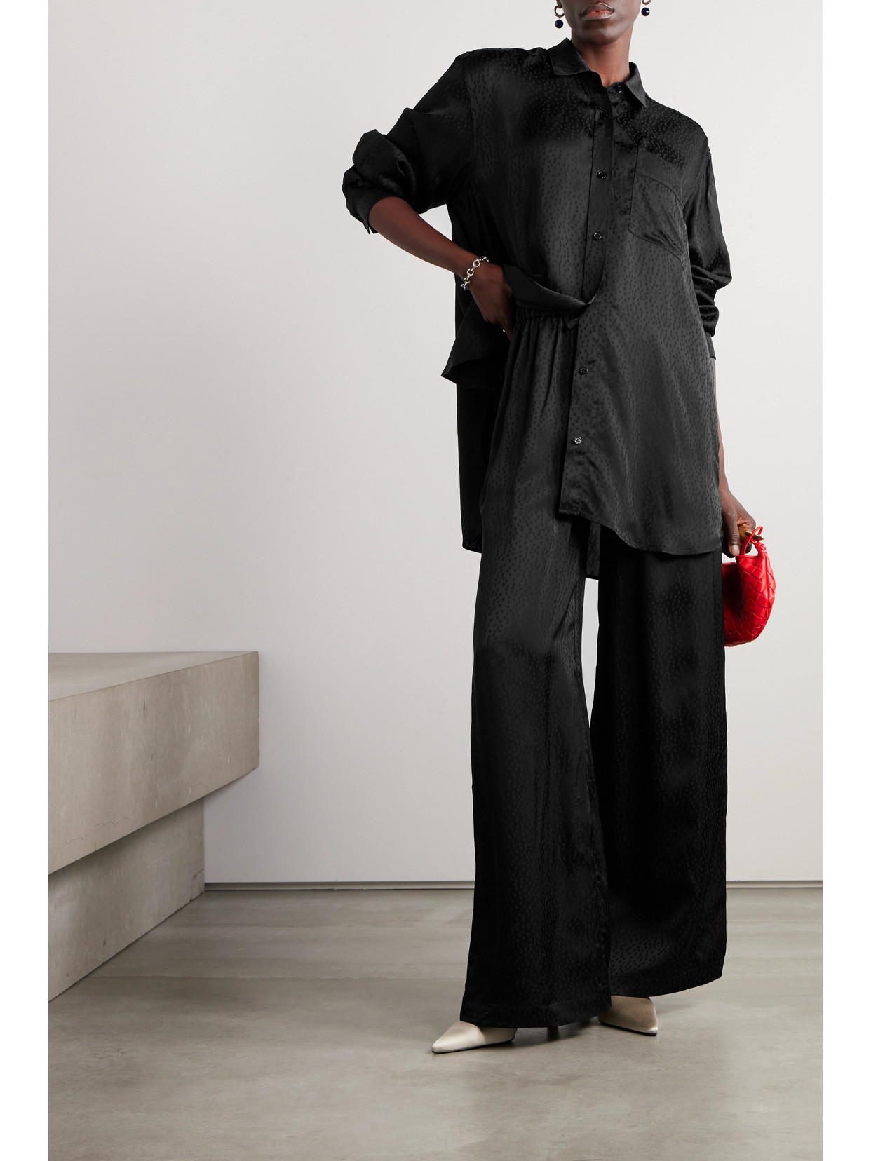 + Lutz Huelle Satin-Jacquard Shirt
