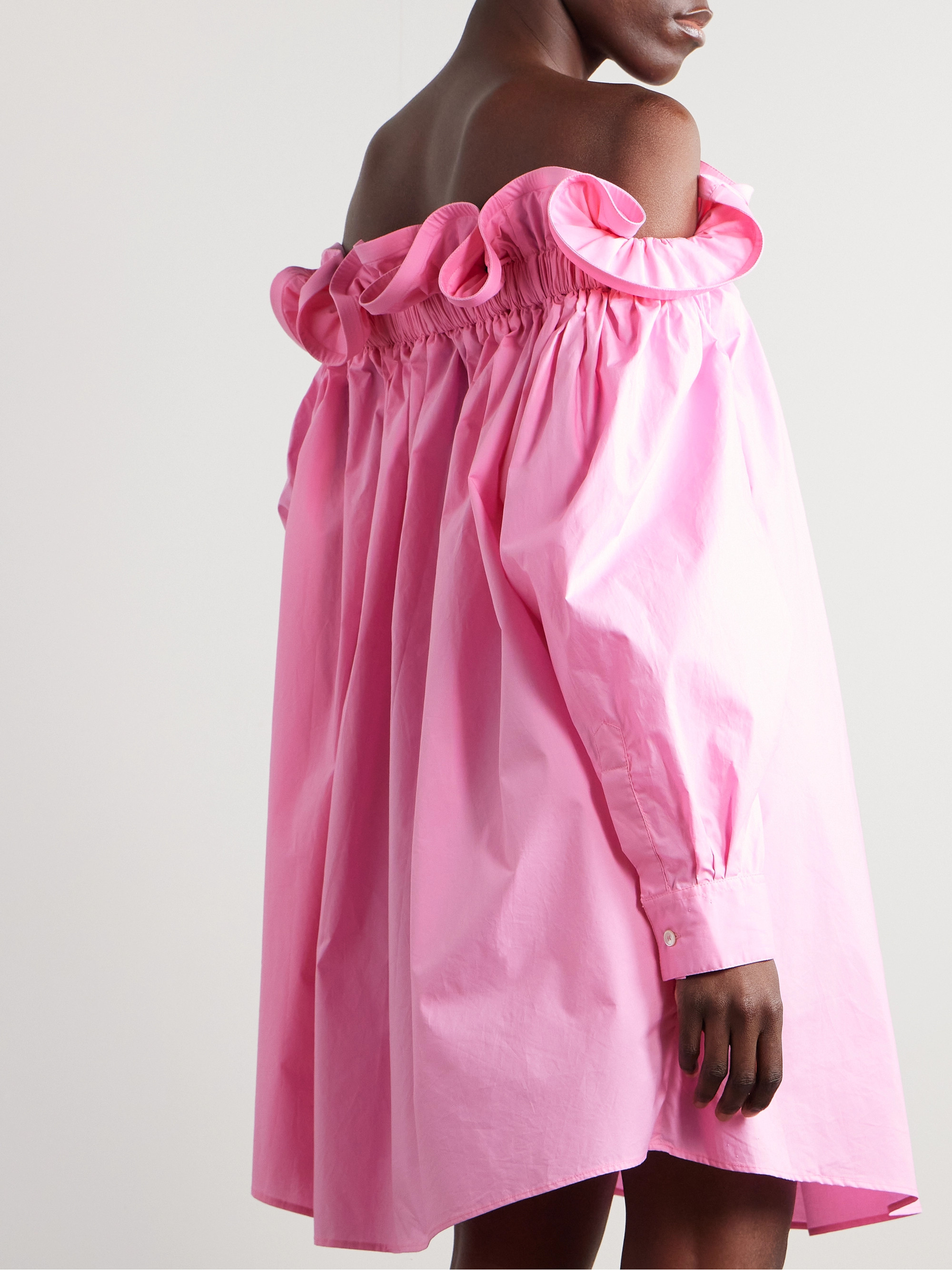 AZ Factory + Lutz Huelle Theodora off-the-shoulder ruffled cotton-poplin mini dress thumbnail
