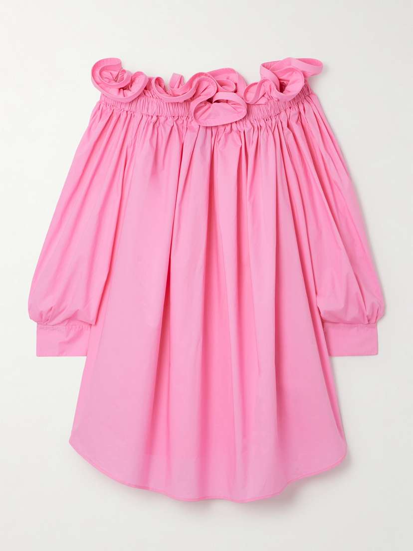 AZ Factory + Lutz Huelle Theodora Off-the-shoulder Ruffled Cotton-poplin Mini Dress