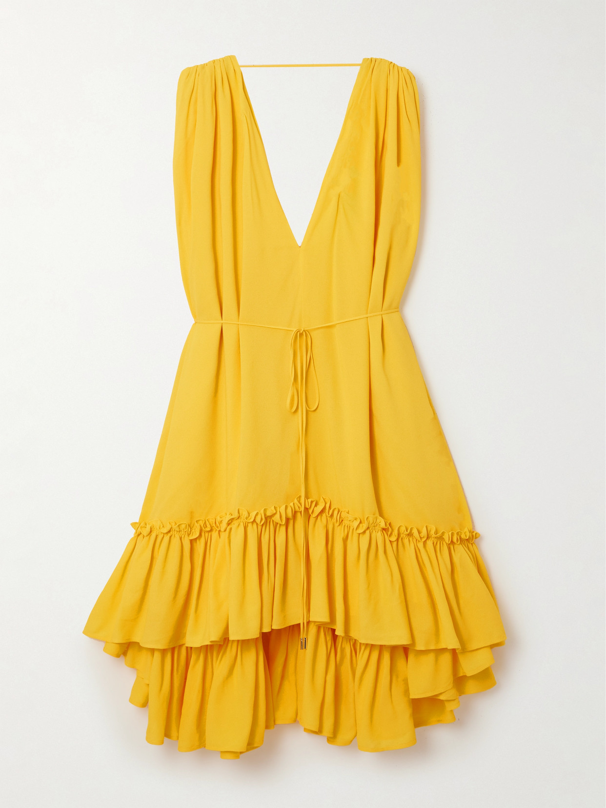 Az Factory Marilyn Ruffled Crepe Midi Dress In Yellow