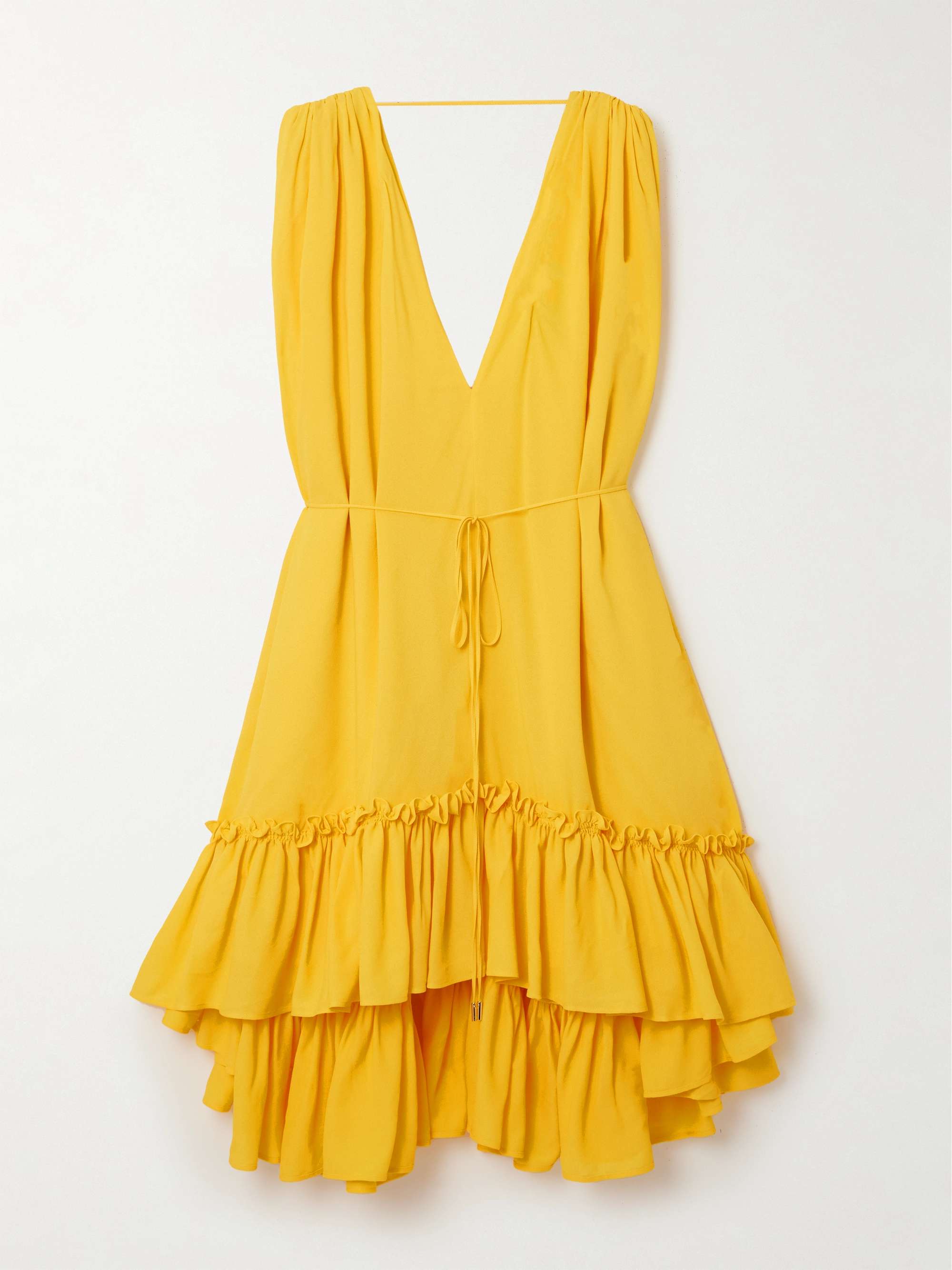 AZ Factory Marilyn Ruffled Crepe Midi Dress Women Yellow Dresses XL