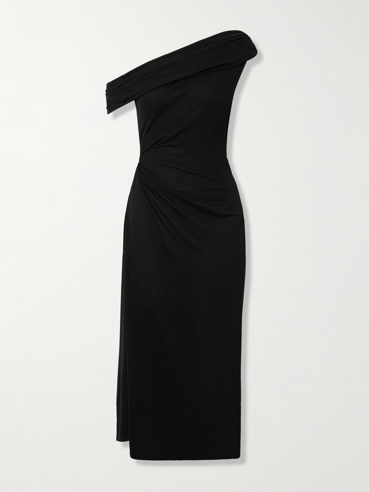 Az Factory + Lutz Huelle Rosa Off-the-shoulder Gathered Georgette Midi Dress In Black