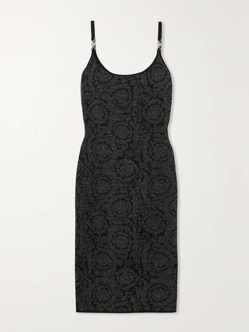 Versace Embellished Metallic Jacquard-knit Dress