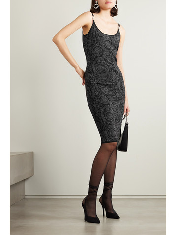 Versace Embellished metallic jacquard-knit dress