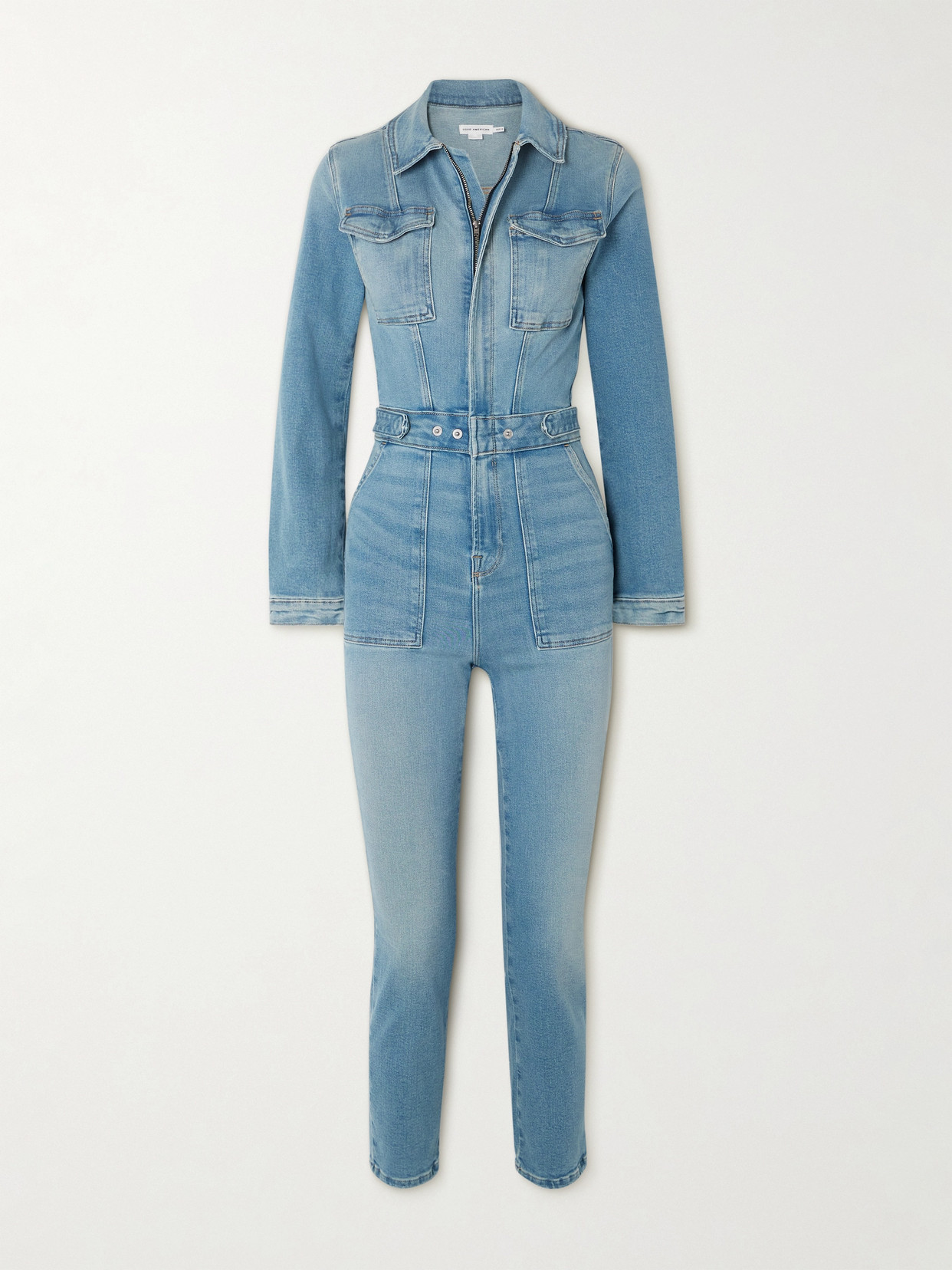 GOOD AMERICAN Fit For Success Denim Jumpsuit - Blue