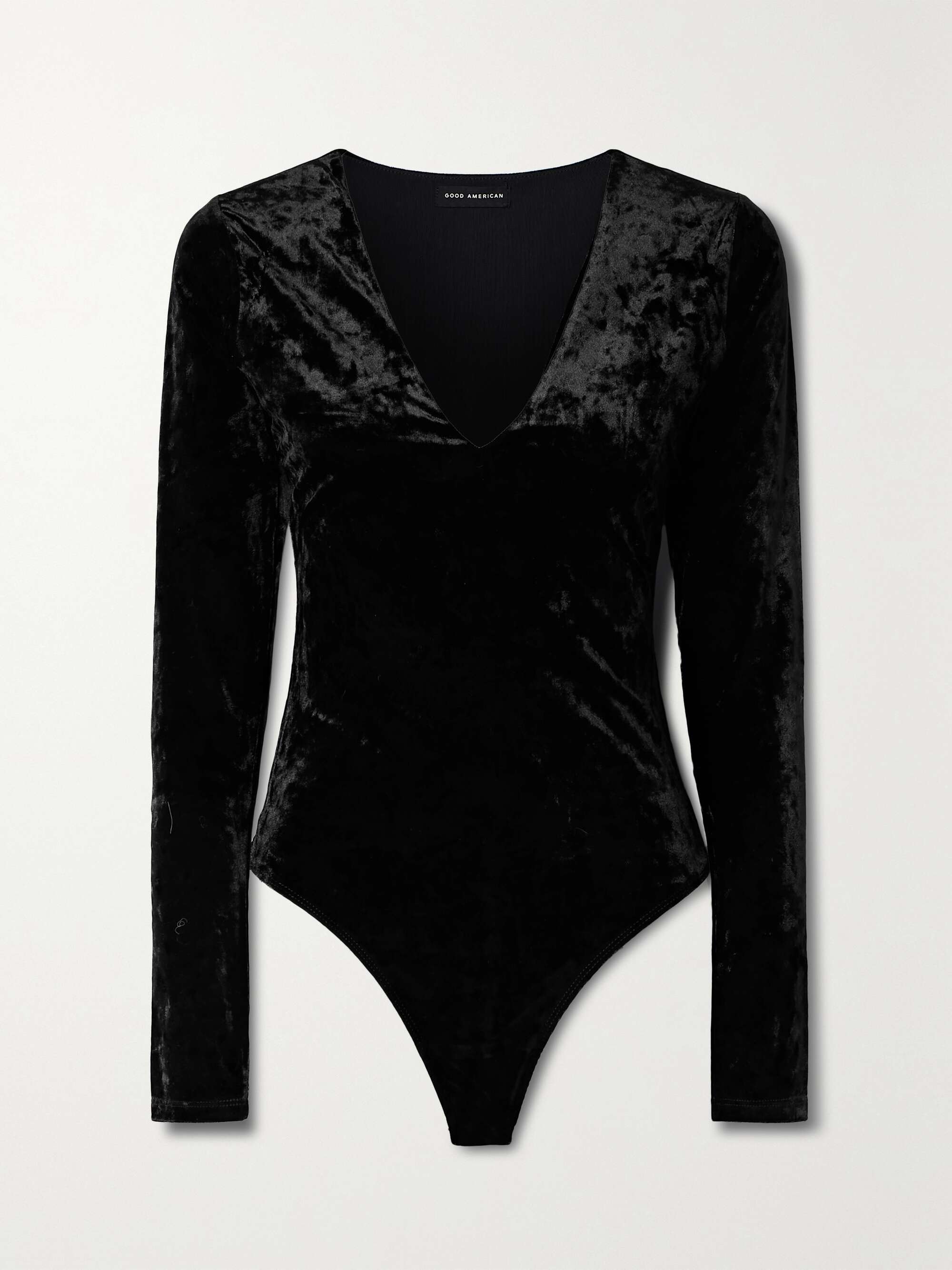 GOOD AMERICAN Crushed-velvet thong bodysuit