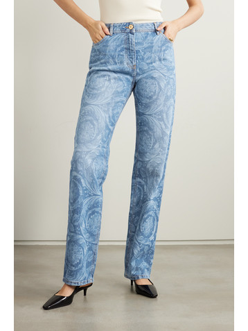 Versace Printed high-rise straight-leg jeans