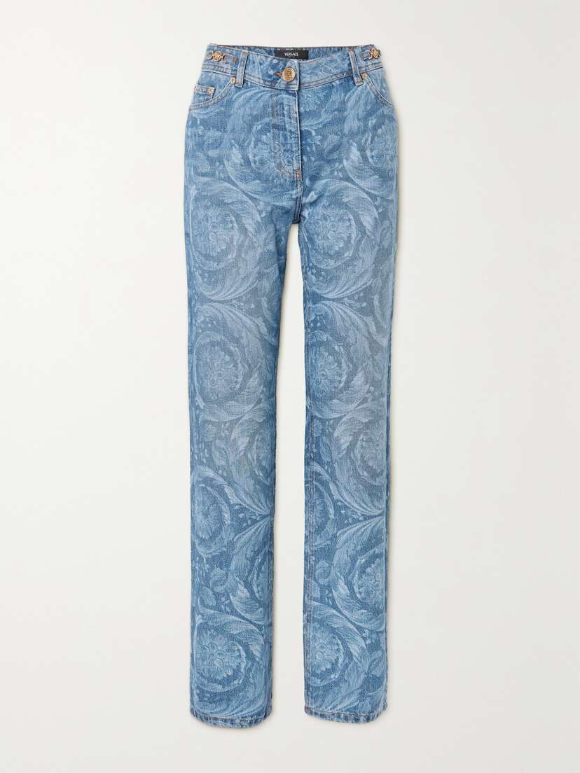 Versace Printed High-rise Straight-leg Jeans