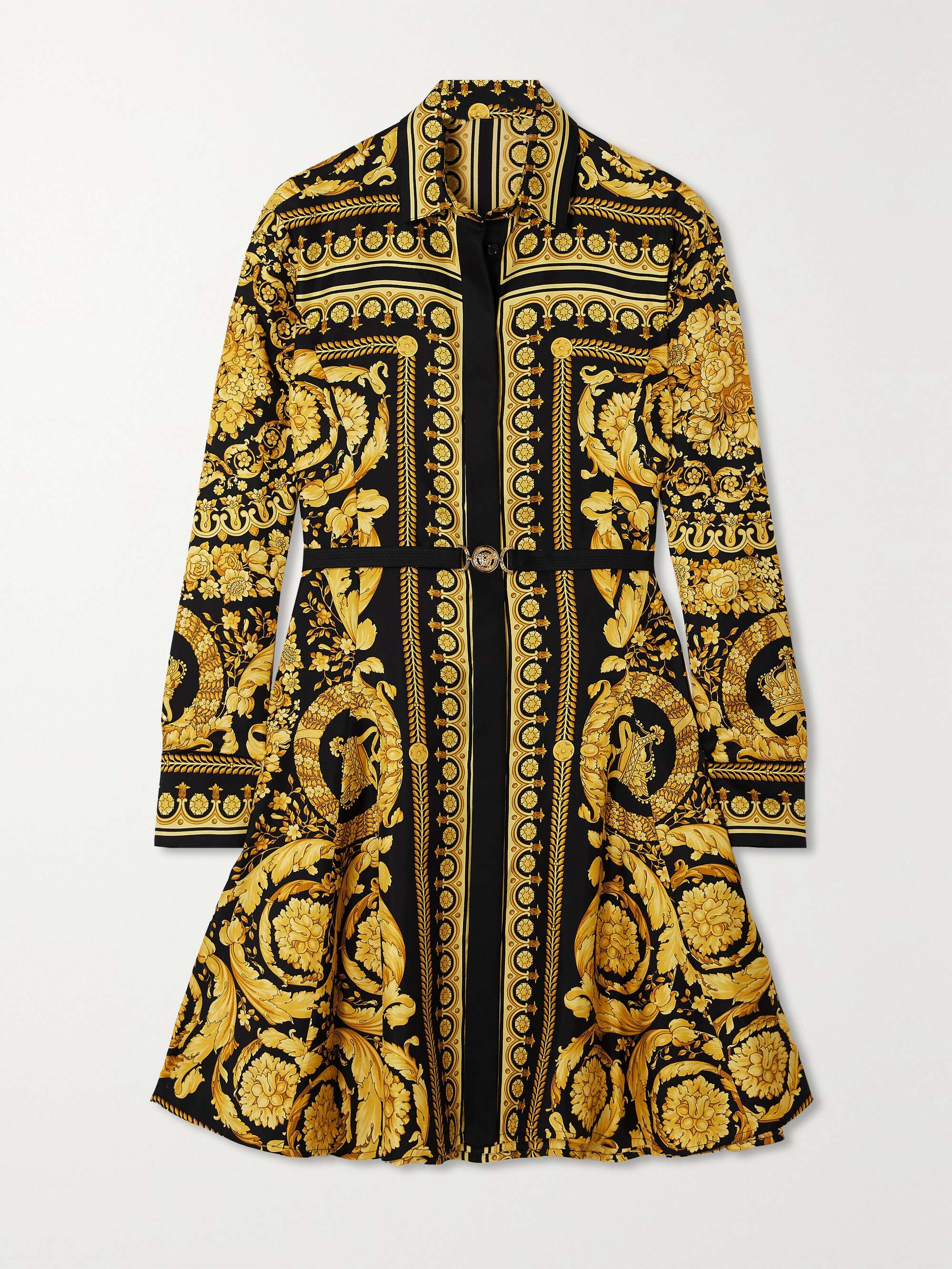 VERSACE Printed silk-twill mini shirt dress | NET-A-PORTER