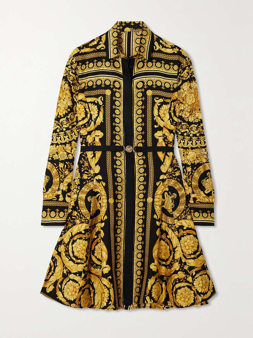 Versace Printed Silk-twill Mini Shirt Dress