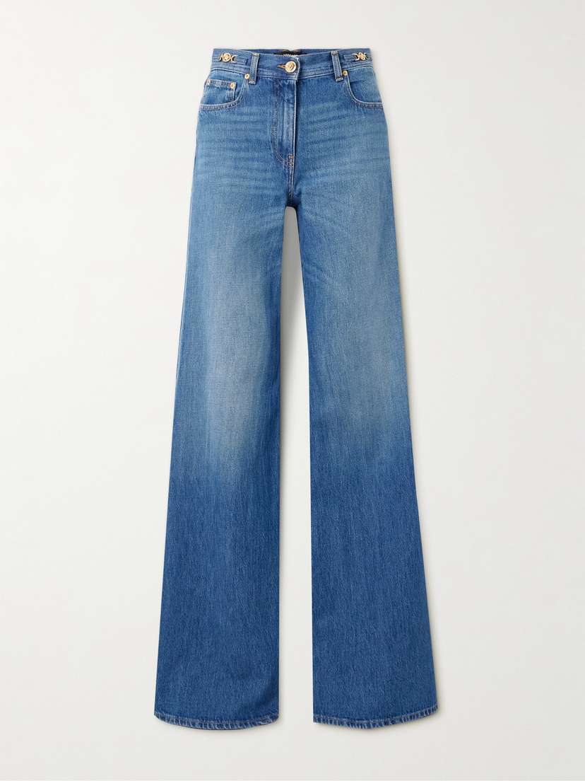 Versace Embellished High-rise Wide-leg Jeans