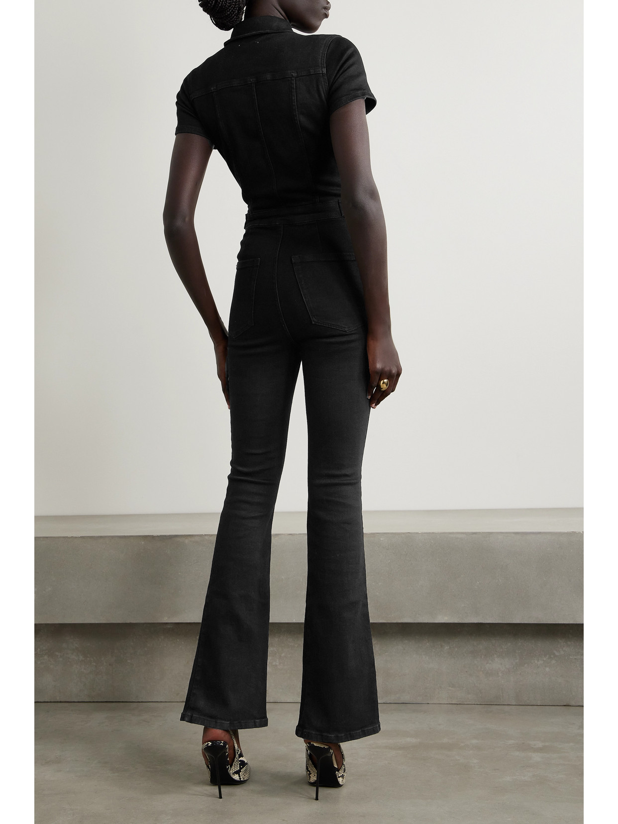 GOOD AMERICAN FIT FOR SUCCESS STRETCH-DENIM JUMPSUIT