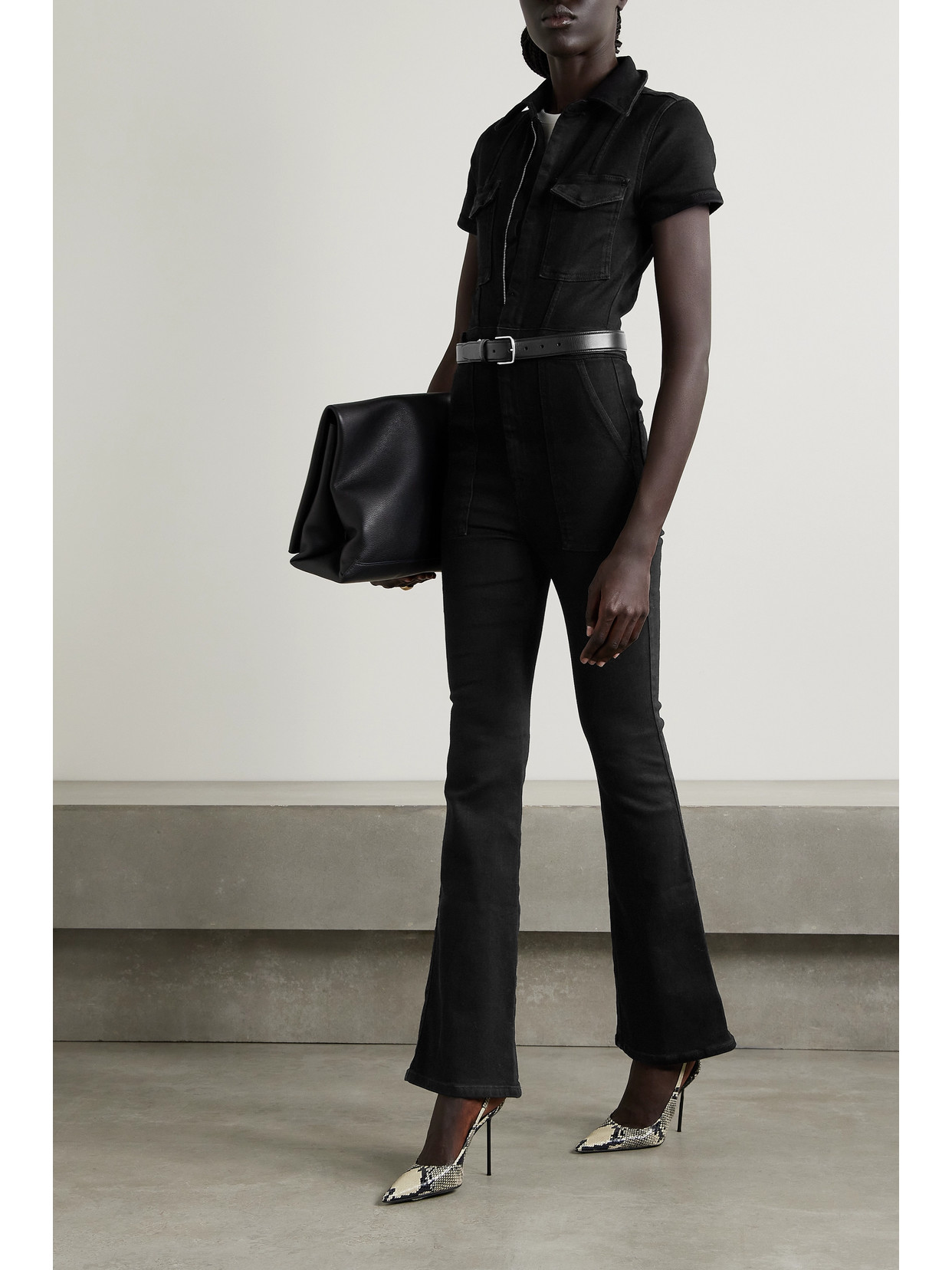 GOOD AMERICAN FIT FOR SUCCESS STRETCH-DENIM JUMPSUIT