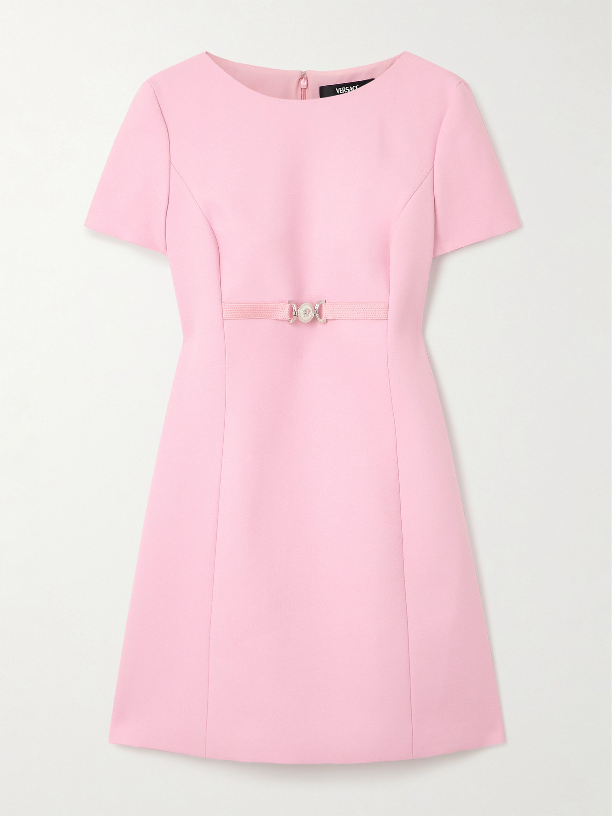 Versace Embellished Crepe Mini Dress In Pink