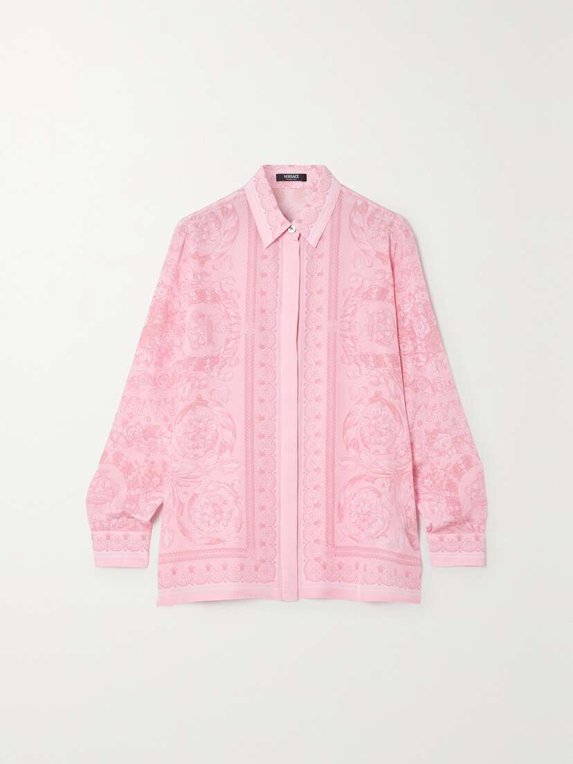 Versace Printed Silk Crepe De Chine Shirt