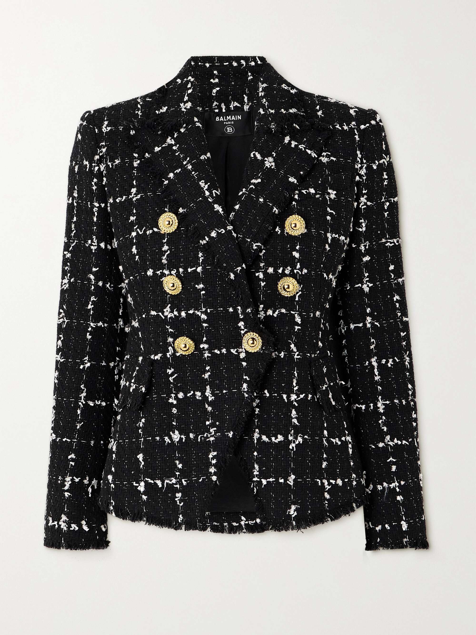 BALMAIN Checked cotton-blend tweed blazer | NET-A-PORTER