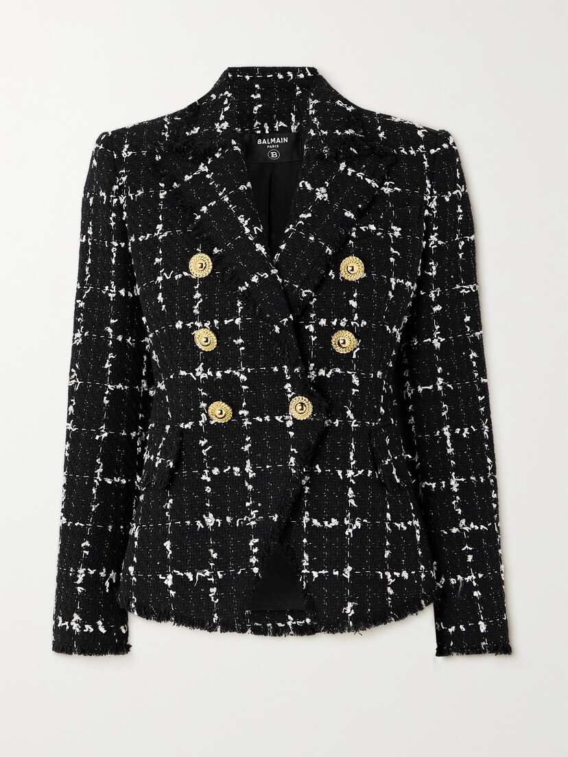Balmain Checked Cotton-blend Tweed Blazer