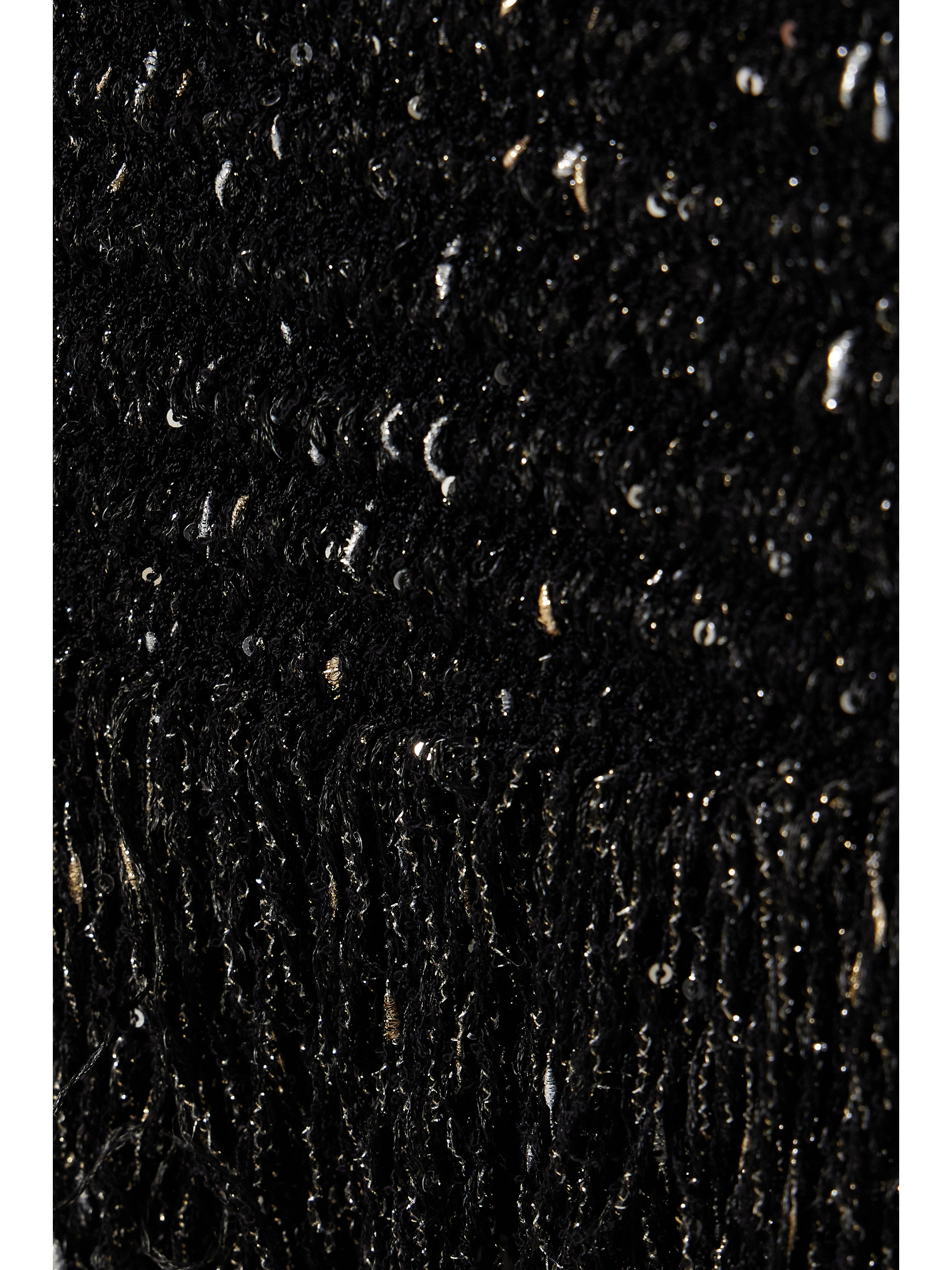 Balmain Chain-embellished fringed sequined bouclé-tweed mini dress