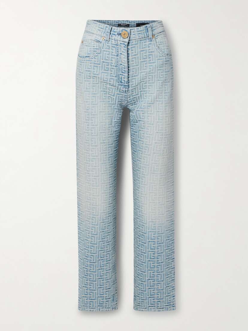 Balmain Denim-jacquard High-rise Straight-leg Jeans