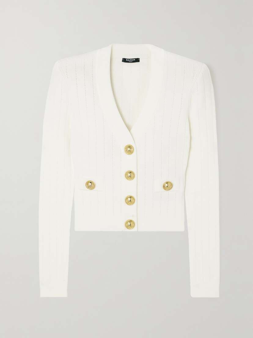 Balmain Ribbed-knit Cardigan