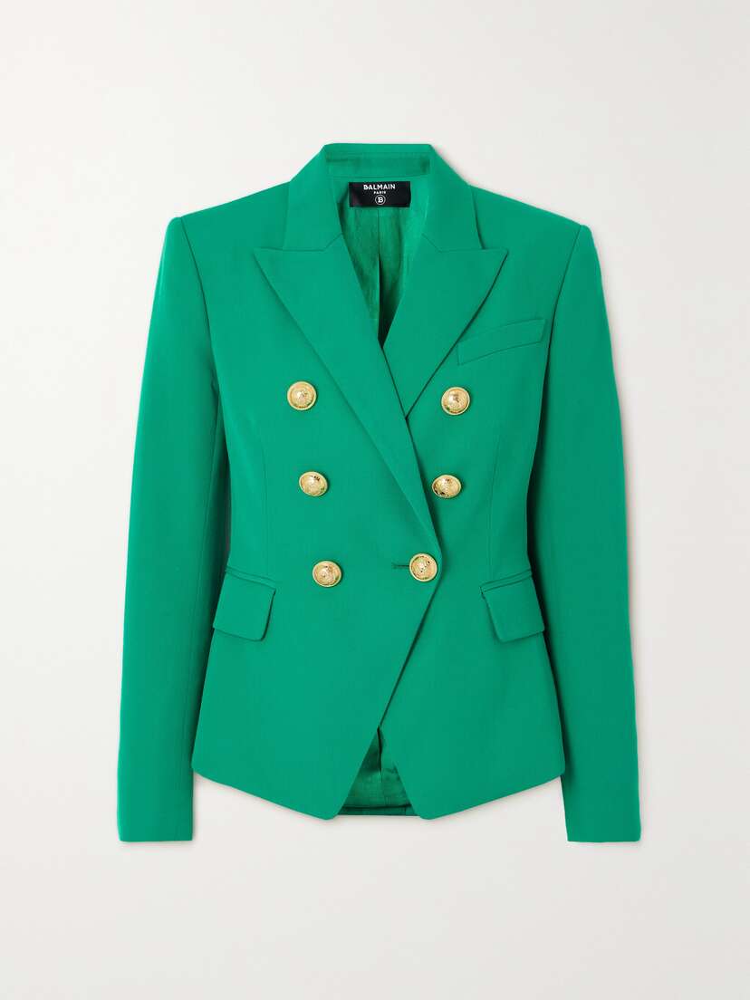 Balmain Double-breasted Grain De Poudre Wool Blazer
