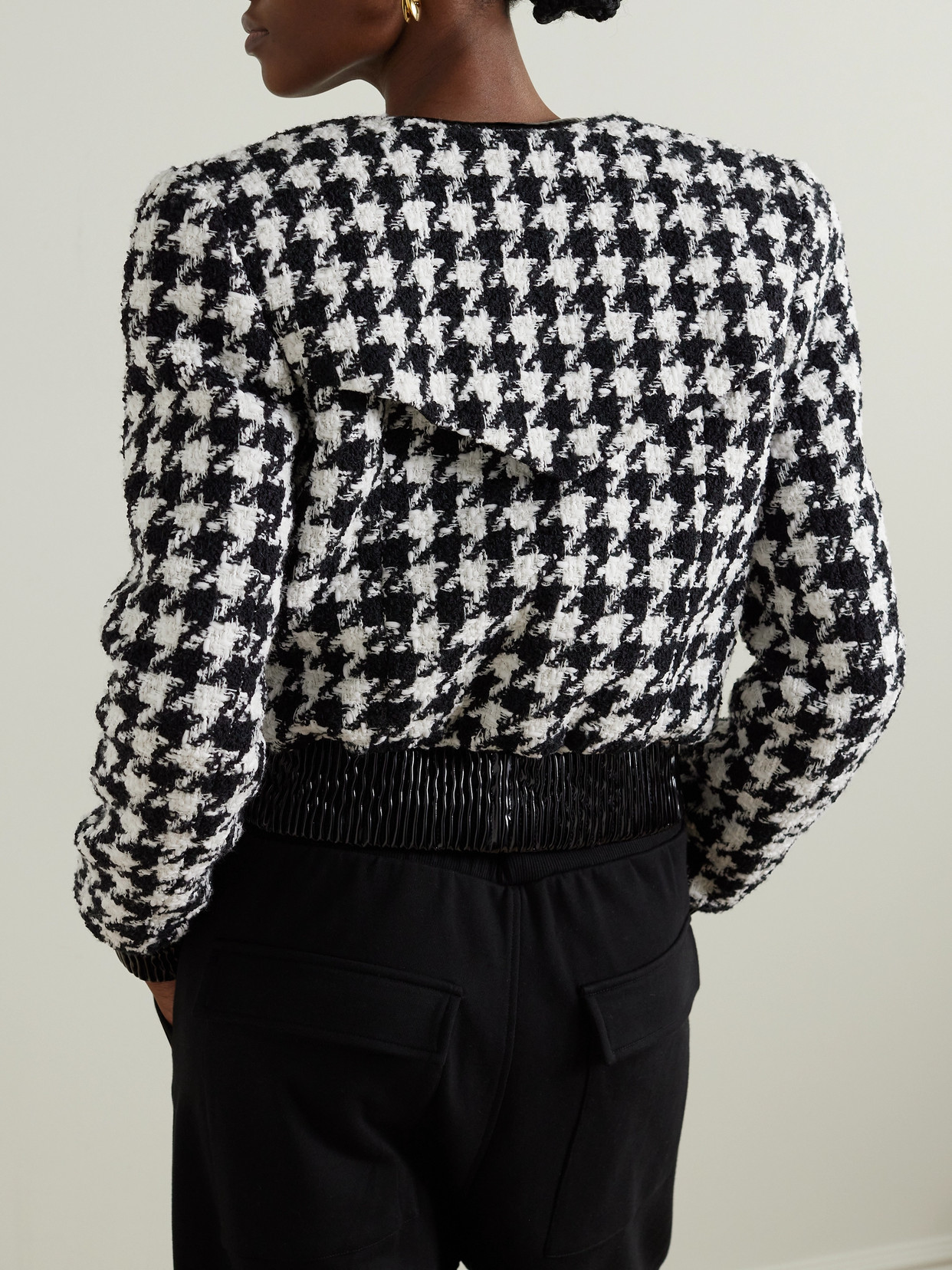 Balmain Casual Jacket With Houndstooth Pattern In Black