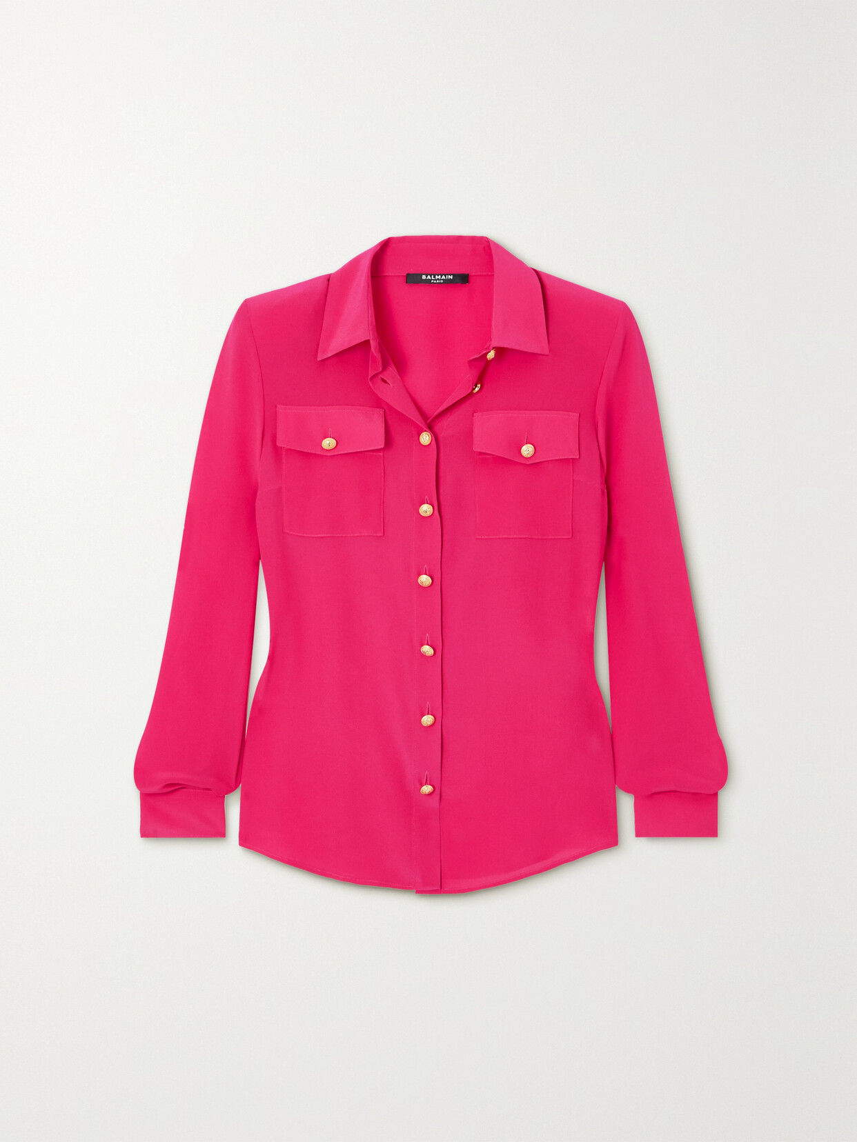 Balmain Silk Crepe De Chine Shirt In Pink