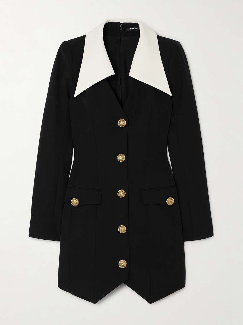 Balmain Button-embellished Wool Mini Dress