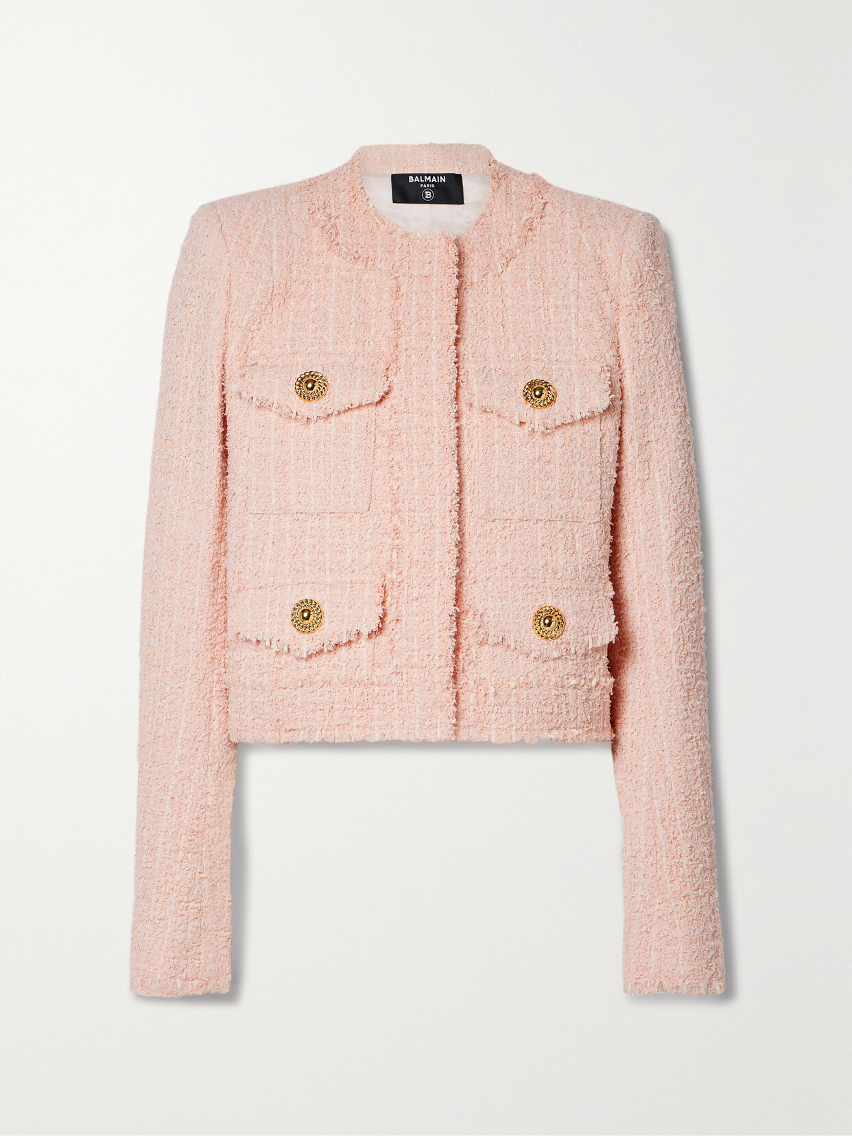 Balmain - Cropped Tweed Jacket - Pink